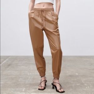 NWT Zara Faux Leather Joggers Size M